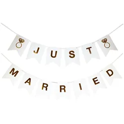 VEPATIM 6x Wimpelkette Banner Hochzeit 'Just married' ca. 1,2m