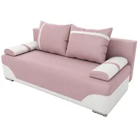 BROMARKT Schlafsofa GARGAS- Sofa mit Schlaffunktion und Bettkasten, Bettsofa, Couchgarnitur, Couch, Sofagarnitur, Bett (h85 x t99 x b200 cm, Malmo 61 Rosa + Madrit 920 Weiß)