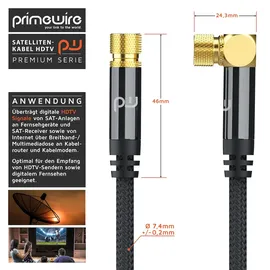 Primewire HDTV Satellitenkabel gewinkelt mit Braiding - 75 Ohm - 3 m