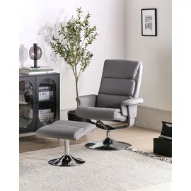 Beliani Fußhocker Kunstleder 76 x 100 x 0 cm Grau/Silber