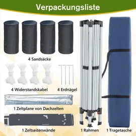 Laiham Faltpavillon 3 x 3 m inkl. 4 Seitenteile Blau