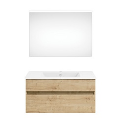 Get2You Badmöbel-Set »twenty one«, 3-teilig, Waschbecken BxHxT: 92 x 1,5 x 51 cm, montiert - braun