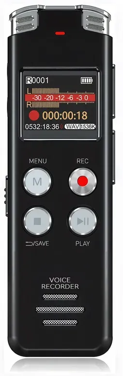 Rexsun 128GB tragbarer Digitaler Sprachrekorder mit LCD-Bildschirm, Intelligente Geräuschunterdrückung, ABS-Aluminiumlegierung in Grau, L357