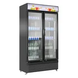 CombiSteel Mobiler Flaschenkühlschrank mit 2 Glastüren Getränkekühlschrank Kühlschrank Gastro 758 L +2/10°C 1120x595x2100 mm Schwarz