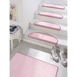 HANSE HOME Stufenmatten Fancy halbrund für Treppenstufen Rosa, ca. 23x65cm 15 Stück Treppenmatten Selbstklebend Stufenteppich 702332-22 7 mm