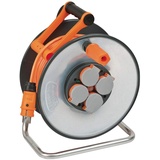 Brennenstuhl SteelCore 50 m Profi-Kabeltrommel Verlängerung mit Schutzkontakt-Stecker und 4 x Schutzkontakt-Steckdosen – Einsatz auf Baustellen und Außenbereich – IP44 – Signalfarbe orange