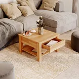 Kiki design Couchtisch, Breite 70 cm aus Massivholz mit Mit 1 Schubkasten, Wohnzimmer, Couchtisch Kernbuche Tisch Massiv 70cm ...