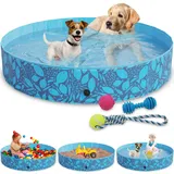 zooprinz Faltbarer Pool für große, kleine Hunde & Kinder – Haustier Hundepool stabil & rutschfest Swimmingpool, Planschbecken Hund Kind – Schwimmbad in 2 Größen 120/160 x 30 cm (160x30 cm)