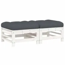 vidaXL Gartenhocker mit Kissen 2 St.  Weiß  mit Armlehne