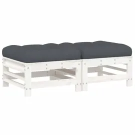 vidaXL Gartenhocker mit Kissen 2 St.  Weiß  mit Armlehne