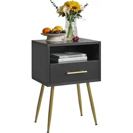 luxuskollektion Nachttisch Mid-Century Modern mit Beinen Schwarz 2 Etagen Stauraum