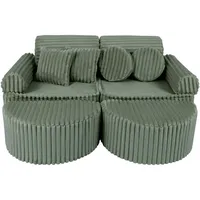MeowBaby Kindersofa,, Olivgrün, Textil, 120x25x60 cm, Kinder- & Jugendzimmer, Kindermöbel, Kindersitzmöbel & -tische, Kindersessel & -sofas