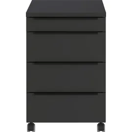 Germania Büromöbel-Set "Mailand", grau (graphit), Schreibtisch Breite 140cm Metall Spanplatte, Metall, Spanplatte, Arbeitsmöbel-Sets, Büromöbel-Set, inkl. Schreibtisch, Rollcontainer, Raumteiler und Sideboard