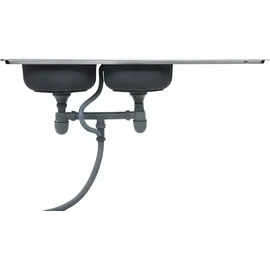 vidaXL Küchenspüle Doppelbecken mit Sieb & Siphon Edelstahl