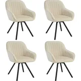 Tectake tectake® Drehbarer Armlehnstuhl Snug Samtoptik, gepolstert, in 360° drehbar, schlanke Stahlbeine, 58 x 58 x 82 cm