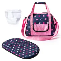 Bayer Design 69016AA Wickeltasche für Puppen, Winkelunterlage, Stoffwindel, Puppenzubehör, Tasche, Blau, Rosa, Eén maat