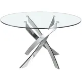 Angel Cerda Esstisch, Transparent, Edelstahl, Metall, Glas, 130x75x130 cm, Esszimmer, Tische, Esstische