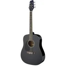 Stagg 3/4 Schwarz Dreadnought Akustikgitarre mit Decke aus Lindenholz, Linkshändermode