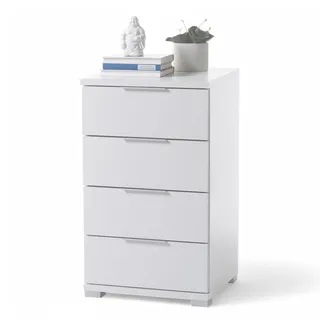 Stella Trading Boxxx Nachtschrank Weiß, Kunststoff, 4 Schubladen, 46x79x42 cm, Schlafzimmer, Nachttische