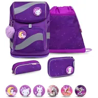 Belmil Smarty ergonomisches Schulranzen Set 5-teil Purple Sky