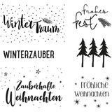 Rayher Clear Stamps Weihnachtsgrüße, 6 Motive, klar, transparente Stempel, durchsichtig, Silikonstempel, 50221000, Weiß, Bogen 97 x 102,5 mm