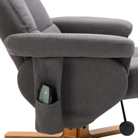 Homcom Relaxsessel Massagesessel Kunstleder 86 x 99 x 80 cm Dunkelgrau mit Hocker