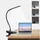 lqwell LQWELL® Klemmlampe Leselampe Bett, Batteriebetrieben Dimmbare Klemmleuchte, 3 Helligkeitsstufen & 360° Flexible Klemme Schreibtischlampe für Heimbüro (Schwarz)