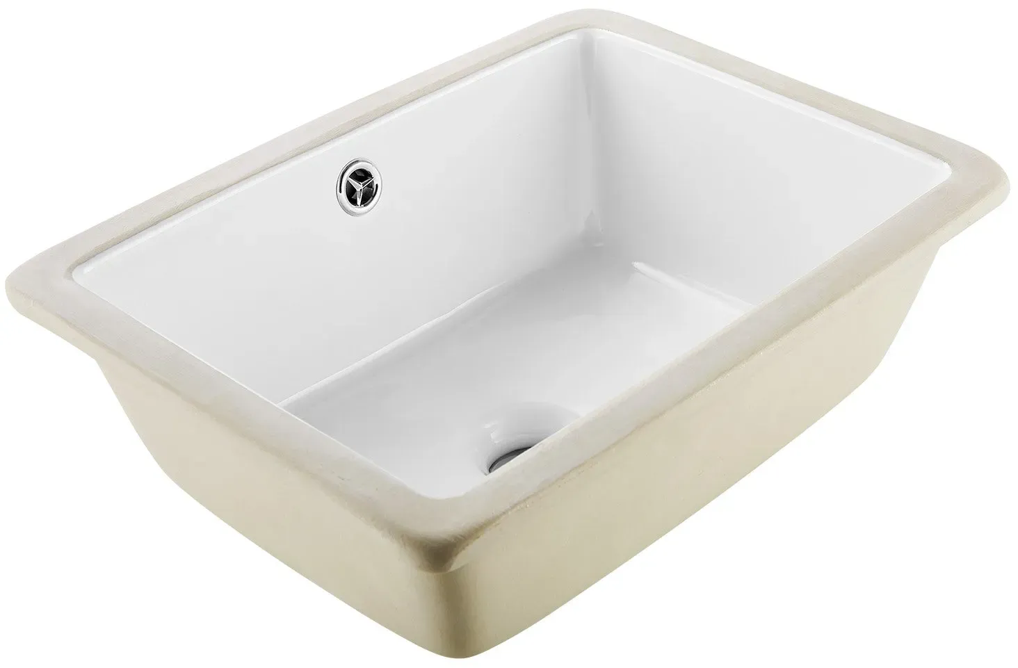 VEVOR Unterbauwaschbecken Handwaschbecken 400 x 305 mm rechteckiges Spülbecken aus Keramik mit Überlaufloch, moderne Unterbauspüle Küchenspüle für kleine Räume, Badezimmerwaschbecken Weiß