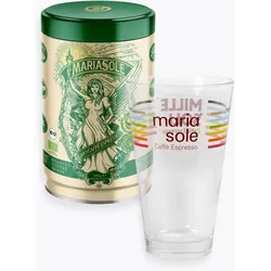 MariaSole Caffè Espresso Bio 250g Dose & Latte Macchiato Glas zum Aktionspreis