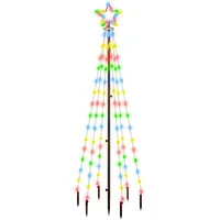 VidaXL LED-Weihnachtsbaum mit Erdnägeln Mehrfarbig 108 LEDs 180 cm