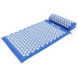 GORILLA SPORTS Akupressurmatte mit ergonomische Kissen und Tragetasche, aus Baumwolle, Massagematte, 68 x 42 x 2.5 cm, Nagelmatte, Akupunkturmatte blau