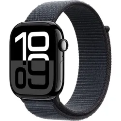Apple Watch Series 10 Aluminiumgehäuse GPS 46mm Diamantschwarz (Sport Loop tinte)