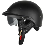 Motorradhelm Halbschalenhelm mit ECE Genehmigt, Retro Motorrad Halbhelm Vintage Motorrad Jethelm mit Visier Halbschalenhelm für Cruiser Scooter Chopper C,3XL