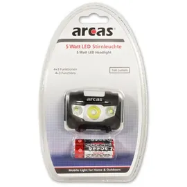 Arcas 5 Watt LED Kopflampe mit 7 Funktionen, max. 160 Lumen, inklusive 3 AAA, Micro LR03 Batterien
