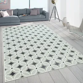 Paco Home In- - Outdoor-teppich Mit Retro-design Balkon Terrasse 3d-web-art In Grau Beige, Grösse:80x150 cm