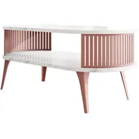 Mirjan24 Couchsitch, Weiß, Messing, Metall, Oval,Oval, 50x44x100 cm, Wohnzimmer,