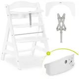 Hauck Hochstuhl Alpha Plus - White, Mitwachsender Holz Kinderhochstuhl verstellbar inkl. Aufbewahrungsbox weiß