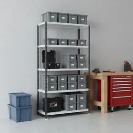 Proregal Lagerregal Metall 200x100x30 cm Anthrazit-Weiß 5 Fachböden