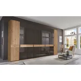 Wiemann Drehtürenschrank WIEMANN "Cardiff", braun (glas mocca), B:393,1cm H:216cm T:58cm, Floatglas, Hartfaserplatte, Holzwerkstoff, Massivholz, Schränke, Drehtürenschrank, inkl. Türdämpfung