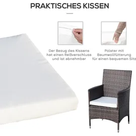 Outsunny Gartensitzgruppe 3-tlg. braun