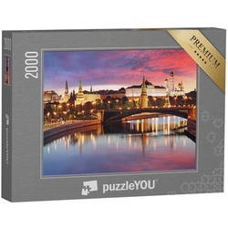 puzzleYOU Puzzle Skyline der Stadt Moskau bei Sonnenuntergang, 2000 Puzzleteile, puzzleYOU-Kollektionen Moskau