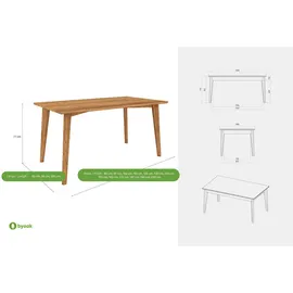 byoak Esstisch GREG aus Massivholz, Naturgeölt ¦ holzfarben ¦ Maße (cm): B: 100 H: 77