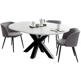 58 aufm Kessel Esstisch Rund ausziehbar Edda 9 130x130x78 Küchentisch Schwarz/Weiß | Gr.: onesize