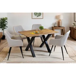 sam möbel gmbh Esstisch, Beige, Holz, Echtholz,Mangoholz, Rechteckig,Quadratisch, X-Form, 120x77x80 cm, Esszimmer, Tische, Esstische