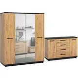 Marmex Möbel Mehrzweckschrank-Set INES SET D Wohnzimmer Flur Schlafzimmer, (2-St) schwarz