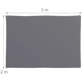 Relaxdays Sonnensegel rechteckig 300 x 200 cm grau