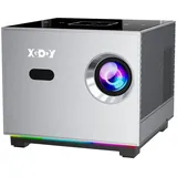 XGODY X3 Mini-Beamer (5000:1, 1280 x 720 px, Android-System, 2G RAM + 16G ROM, mit 84-Zoll-Projektionsbildschirm) silberfarben