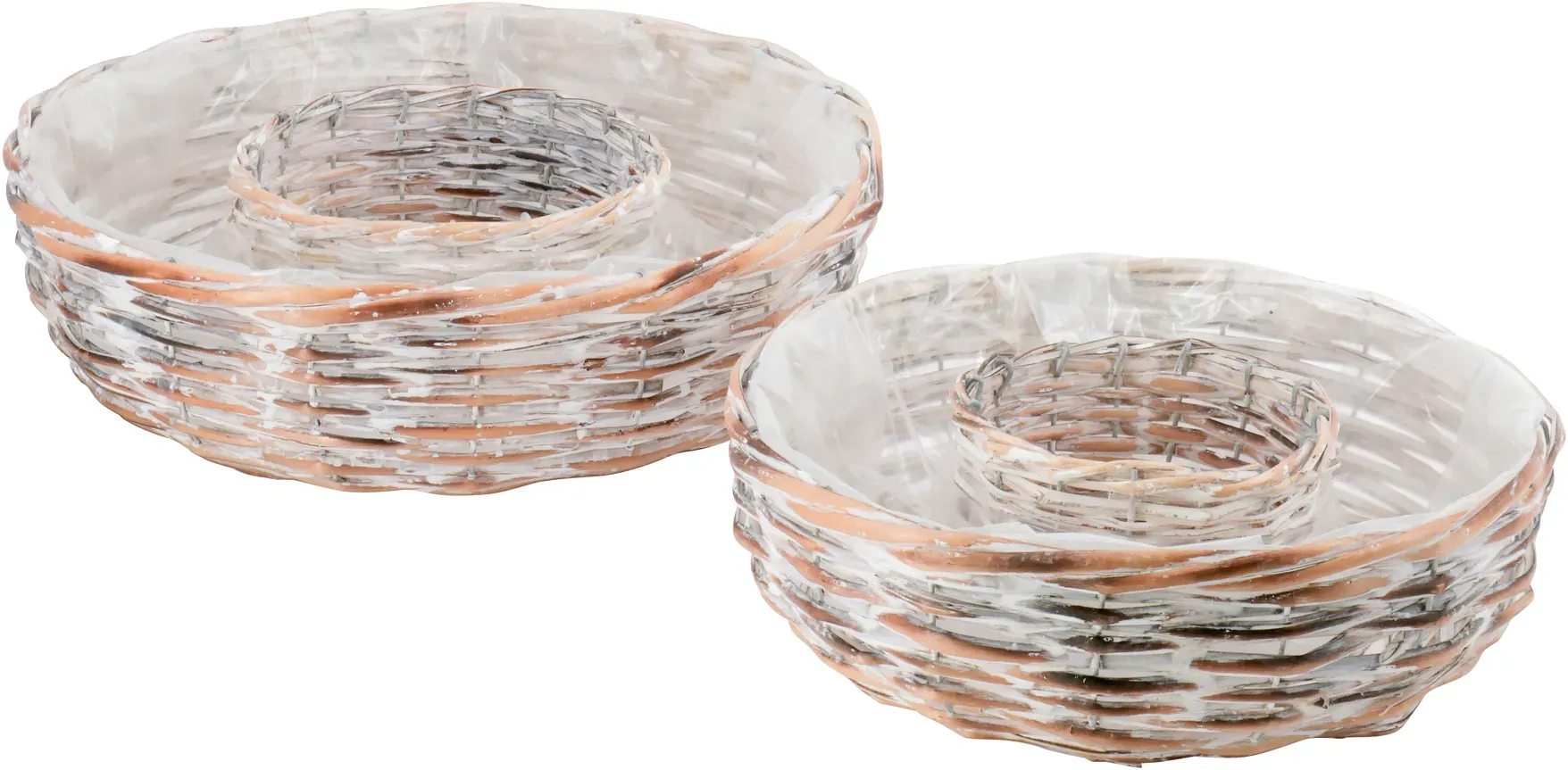Pflanzring Rattan S/2 D30/35H9/10cm white wash