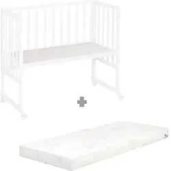 roba Stuben- und Beistellbett safe asleep® 3 in 1 weiß + Matratze, 45x90 cm