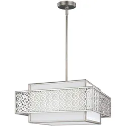 Licht-Erlebnisse Licht Erlebnisse Stylische Deckenleuchte BIRO Weiß Silber Leinen Metall E27 Premium Lampe ED1/3/0159